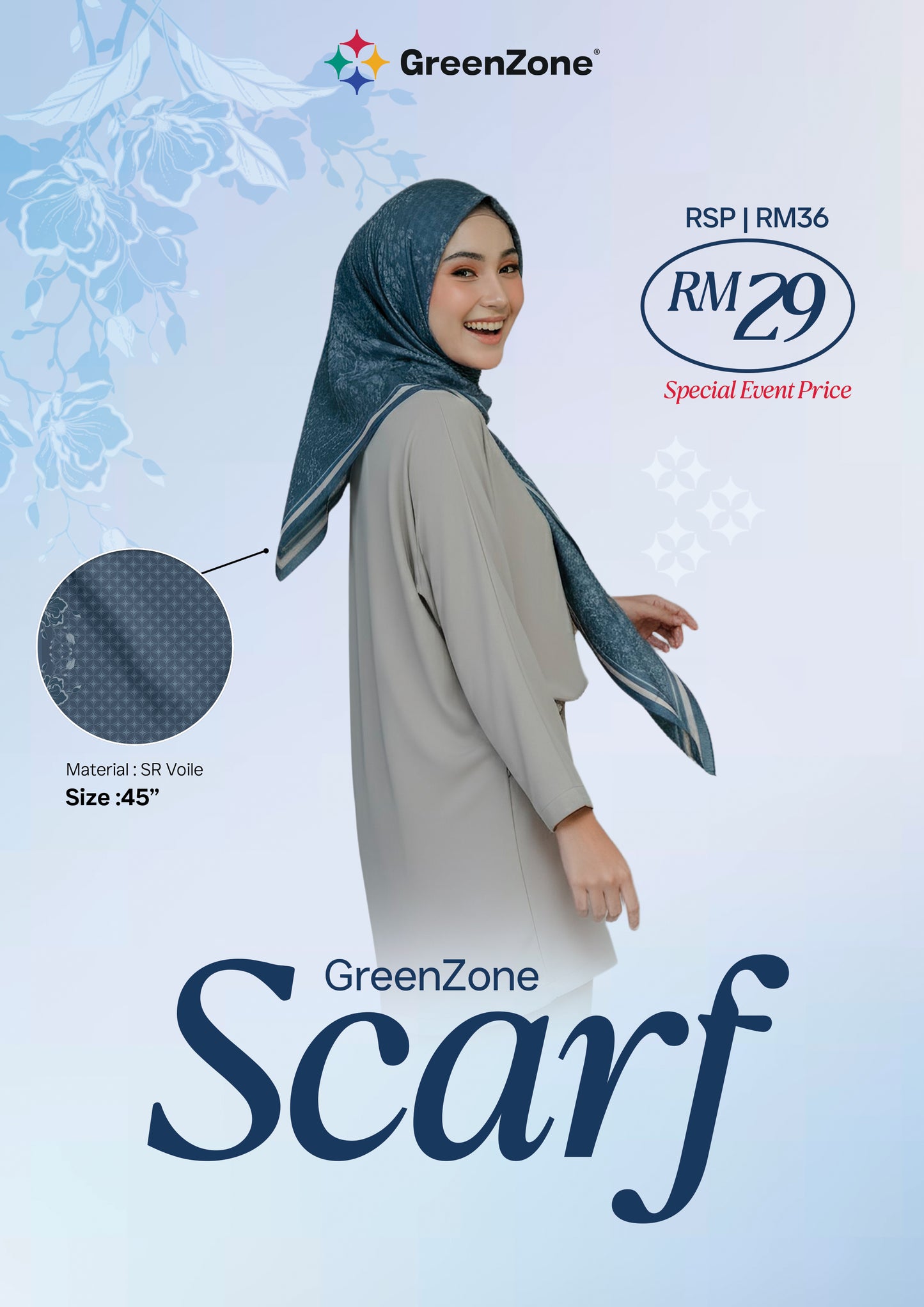 Greenzone Scarf – Navy Blue (SR Voile)